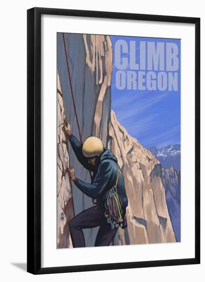 Oregon, Rock Climber-Lantern Press-Framed Art Print