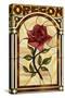 Oregon - Rose Stained Glass-Lantern Press-Stretched Canvas