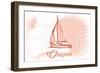 Oregon - Sailboat - Coral - Coastal Icon-Lantern Press-Framed Art Print