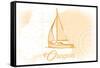 Oregon - Sailboat - Yellow - Coastal Icon-Lantern Press-Framed Stretched Canvas