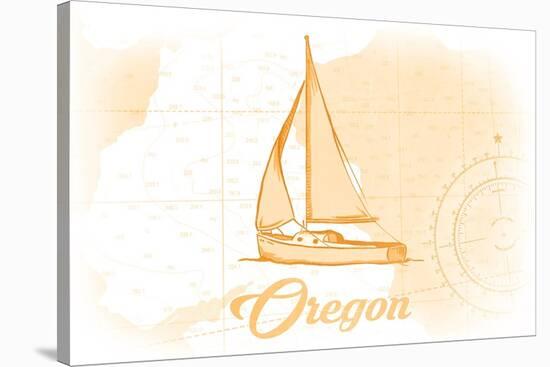 Oregon - Sailboat - Yellow - Coastal Icon-Lantern Press-Stretched Canvas