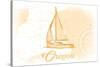 Oregon - Sailboat - Yellow - Coastal Icon-Lantern Press-Stretched Canvas