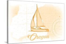 Oregon - Sailboat - Yellow - Coastal Icon-Lantern Press-Stretched Canvas