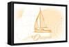 Oregon - Sailboat - Yellow - Coastal Icon-Lantern Press-Framed Stretched Canvas