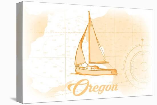 Oregon - Sailboat - Yellow - Coastal Icon-Lantern Press-Stretched Canvas