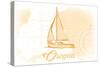 Oregon - Sailboat - Yellow - Coastal Icon-Lantern Press-Stretched Canvas