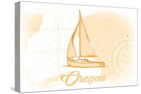 Oregon - Sailboat - Yellow - Coastal Icon-Lantern Press-Stretched Canvas