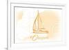 Oregon - Sailboat - Yellow - Coastal Icon-Lantern Press-Framed Premium Giclee Print