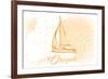 Oregon - Sailboat - Yellow - Coastal Icon-Lantern Press-Framed Premium Giclee Print