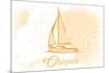 Oregon - Sailboat - Yellow - Coastal Icon-Lantern Press-Mounted Premium Giclee Print