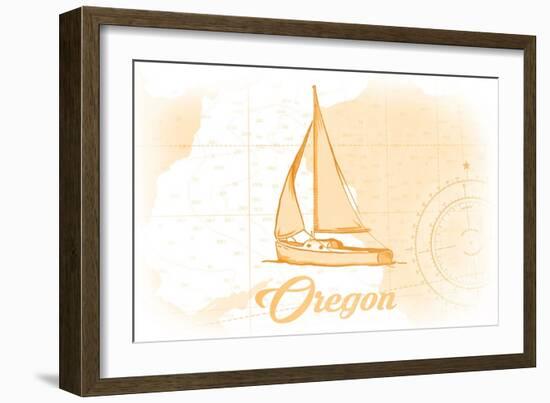 Oregon - Sailboat - Yellow - Coastal Icon-Lantern Press-Framed Art Print