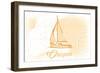 Oregon - Sailboat - Yellow - Coastal Icon-Lantern Press-Framed Art Print