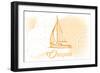 Oregon - Sailboat - Yellow - Coastal Icon-Lantern Press-Framed Art Print