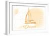 Oregon - Sailboat - Yellow - Coastal Icon-Lantern Press-Framed Art Print