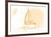 Oregon - Sailboat - Yellow - Coastal Icon-Lantern Press-Framed Art Print