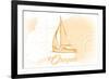 Oregon - Sailboat - Yellow - Coastal Icon-Lantern Press-Framed Art Print