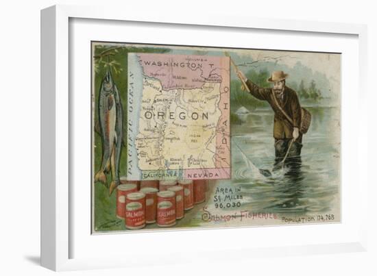 Oregon - Salmon Fisheries-null-Framed Giclee Print