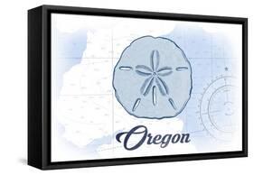 Oregon - Sand Dollar - Blue - Coastal Icon-Lantern Press-Framed Stretched Canvas