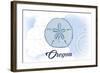 Oregon - Sand Dollar - Blue - Coastal Icon-Lantern Press-Framed Art Print