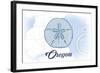 Oregon - Sand Dollar - Blue - Coastal Icon-Lantern Press-Framed Art Print