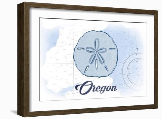 Oregon - Sand Dollar - Blue - Coastal Icon-Lantern Press-Framed Art Print