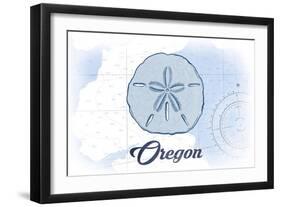 Oregon - Sand Dollar - Blue - Coastal Icon-Lantern Press-Framed Art Print