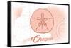 Oregon - Sand Dollar - Coral - Coastal Icon-Lantern Press-Framed Stretched Canvas