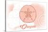 Oregon - Sand Dollar - Coral - Coastal Icon-Lantern Press-Stretched Canvas