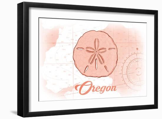 Oregon - Sand Dollar - Coral - Coastal Icon-Lantern Press-Framed Art Print