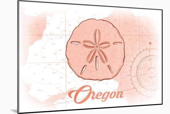 Oregon - Sand Dollar - Coral - Coastal Icon-Lantern Press-Mounted Art Print