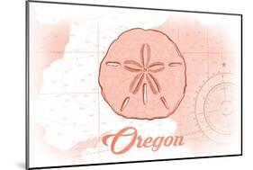 Oregon - Sand Dollar - Coral - Coastal Icon-Lantern Press-Mounted Art Print