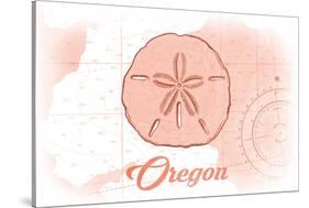 Oregon - Sand Dollar - Coral - Coastal Icon-Lantern Press-Stretched Canvas