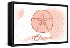 Oregon - Sand Dollar - Coral - Coastal Icon-Lantern Press-Framed Stretched Canvas