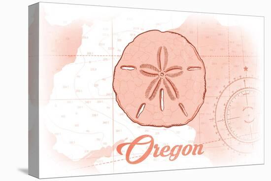 Oregon - Sand Dollar - Coral - Coastal Icon-Lantern Press-Stretched Canvas