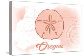 Oregon - Sand Dollar - Coral - Coastal Icon-Lantern Press-Stretched Canvas