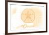 Oregon - Sand Dollar - Yellow - Coastal Icon-Lantern Press-Framed Premium Giclee Print