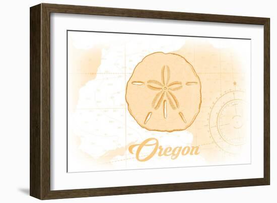 Oregon - Sand Dollar - Yellow - Coastal Icon-Lantern Press-Framed Art Print