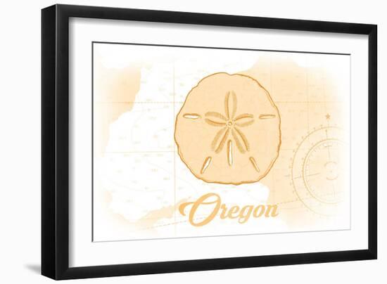 Oregon - Sand Dollar - Yellow - Coastal Icon-Lantern Press-Framed Art Print