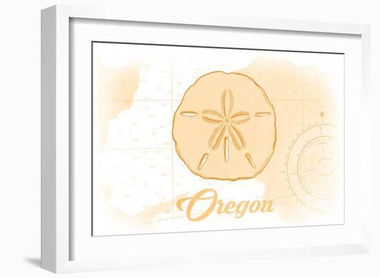 Oregon - Sand Dollar - Yellow - Coastal Icon-Lantern Press-Framed Art Print