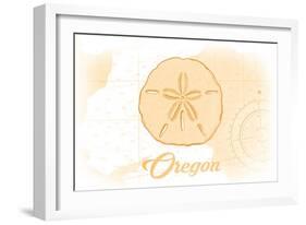 Oregon - Sand Dollar - Yellow - Coastal Icon-Lantern Press-Framed Art Print