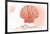 Oregon - Scallop Shell - Coral - Coastal Icon-Lantern Press-Framed Premium Giclee Print