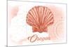 Oregon - Scallop Shell - Coral - Coastal Icon-Lantern Press-Mounted Premium Giclee Print