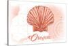 Oregon - Scallop Shell - Coral - Coastal Icon-Lantern Press-Stretched Canvas