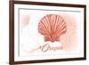 Oregon - Scallop Shell - Coral - Coastal Icon-Lantern Press-Framed Art Print