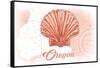 Oregon - Scallop Shell - Coral - Coastal Icon-Lantern Press-Framed Stretched Canvas