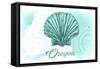 Oregon - Scallop Shell - Teal - Coastal Icon-Lantern Press-Framed Stretched Canvas