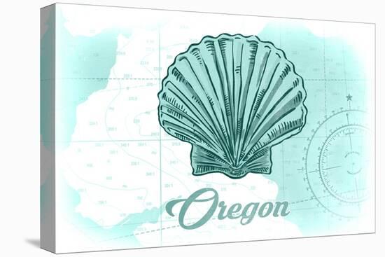 Oregon - Scallop Shell - Teal - Coastal Icon-Lantern Press-Stretched Canvas