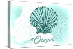 Oregon - Scallop Shell - Teal - Coastal Icon-Lantern Press-Stretched Canvas