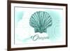 Oregon - Scallop Shell - Teal - Coastal Icon-Lantern Press-Framed Art Print