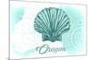 Oregon - Scallop Shell - Teal - Coastal Icon-Lantern Press-Mounted Art Print